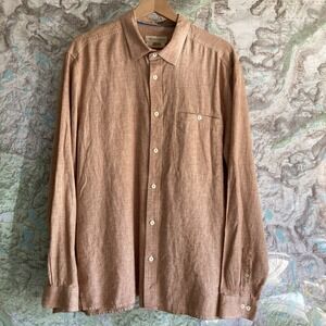 Territory Ahead Mens XL Linen/Cotton Blend Long Sleeve Button-down Peach Orange